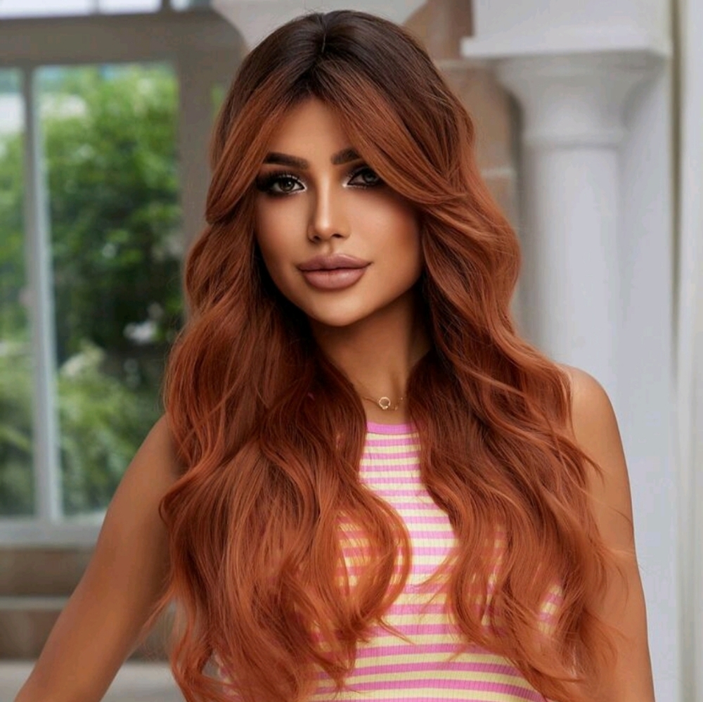 New red head copper orange Beach wave wig